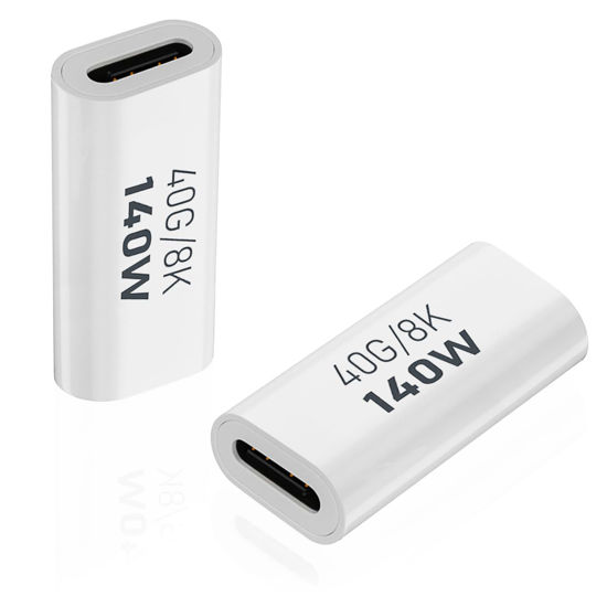 Picture of AreMe 2 Pack USB C Female to Female Adapter, USB Type C Coupler Extender Support 140W, 40Gbps, 8K@60Hz for Thunderbolt 4/3, MacBook Pro/Air, Laptop, Phones and More Type C Devices (White)