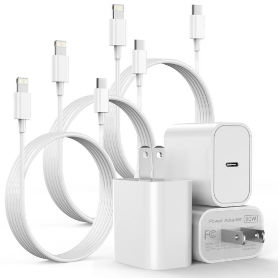 Picture of iPhone Charger Fast Charging,【Apple MFi Certified】 20W Type C Fast Charger Block with 6FT USB C to Lightning Cable for iPhone 14/13/13 Pro/12/12 Pro/12 Pro Max/11/Xs Max/XR/X,iPad,AirPods Pro, 3 Pack