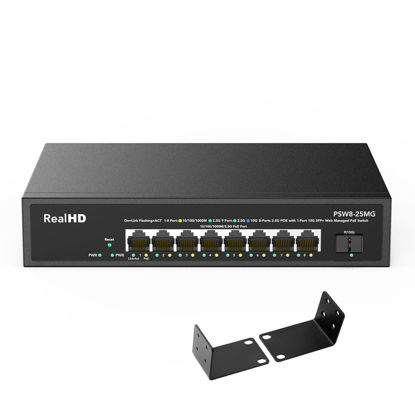 Picture of 8 Port 2.5G Gigabit PoE Web Managed Switch with 10G SFP, IEEE8023af/at PoE 135W, Support WiFi6 AP, NAS, PoE Camera NVR