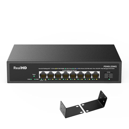 Picture of 8 Port 2.5G Gigabit PoE Web Managed Switch with 10G SFP, IEEE8023af/at PoE 135W, Support WiFi6 AP, NAS, PoE Camera NVR