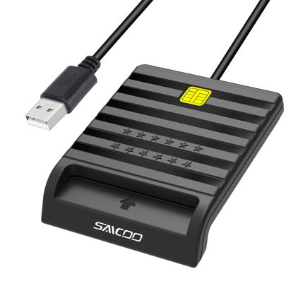 Picture of Saicoo® DOD Military USB Common Access CAC Smart Card Reader, Compatible with Mac OS, Win (Black)