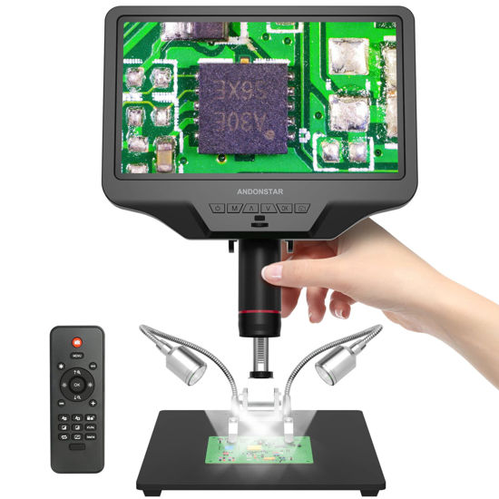 Picture of Andonstar AD409 HDMI Digital Microscope, 10.1 inch LCD Screen Soldering Microscope, 300X USB Electronic Microscope Camera for Professional PCB Soldering, Coin Collection, Supports Windows PC