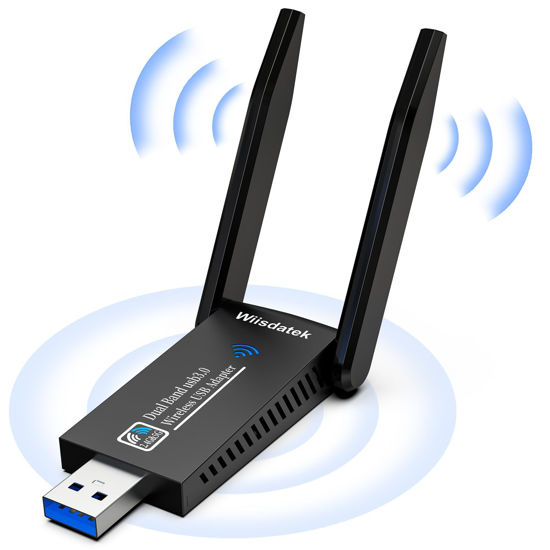 Picture of Wiisdatek USB WiFi-Adapter for Desktop PC, AC1300Mbps USB 3.0 WiFi Dual Band 5G/2.4G Wireless Network Adapter, Mini WiFi Dongle for Windows 11/10/8/7, Mac OS 10.9-10.15