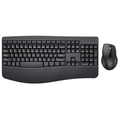 Picture of Ergonomic Keyboard and Mouse Combo - Full Size Keyboard Cordless with Palm Wrist Rest Ergonomic Mouse Wireless for Windows Computers Laptops - Black (Upgrade)