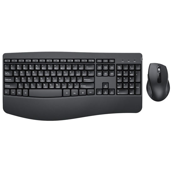 Picture of Ergonomic Keyboard and Mouse Combo - Full Size Keyboard Cordless with Palm Wrist Rest Ergonomic Mouse Wireless for Windows Computers Laptops - Black (Upgrade)