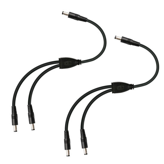 Picture of GINTOOYUN 2 PCS DC Y Splitter Power Cable 18AWG DC 5.5MM x 2.1MM Male to Dual DC 5.5MM x 2.1MM Male Supply Splitter Cable for LED Light Bar CCTV Security Cameras etc(1FT)