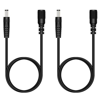 Picture of Fancasee 2 Pack 3 ft 5.5mm x 2.5mm DC Power Extension Cable Male to Female Plug Adapter Extension Cord for IP Camera CCTV Surveillance Security Camera LED Strip DVR Router