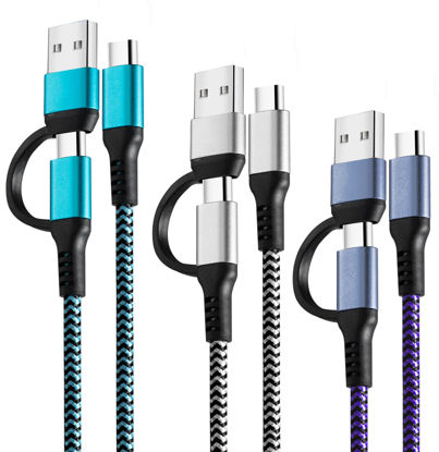 Picture of USB C to USB C Cable, 60W 3 Pack Fast Charging Cords 6ft QC & PD 2-in-1 USB-A/C to Type C Charger Cord Compatible with Samsung Galaxy S21 S10 S9 Note20, MacBook Pro 2020/2019, iPad Pro 2020/2019