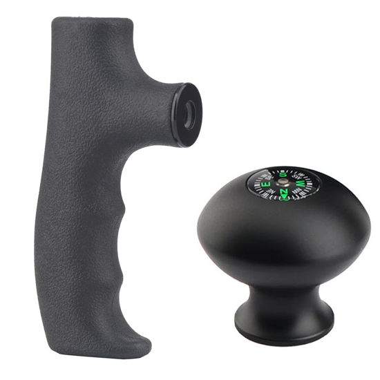Picture of Rigdance Monopod Handle Grip + Trekking Pole Head Grip Knob with Compass for Hiking, Converted Monopod to a Cane Walking Stick