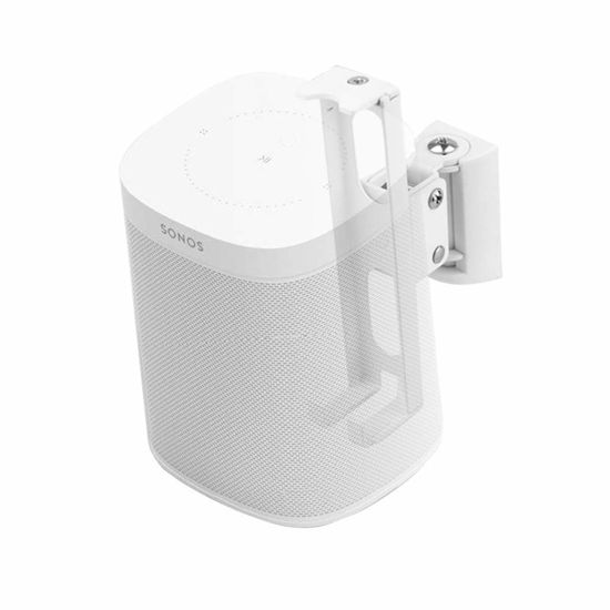 Picture of EMAQUIN Wall Mounts Brackets-Pair Set(2PCS) for SONOS ONE/SONOS ONE SL/SONOS Play 1 Speaker (Include 2PCS,Swivel and Tilt,Compatible with Both SONOS ONE/ONE SL/SONOS Play 1,White Pair)