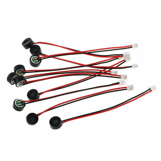 Picture of E-outstanding MIC Electret Condenser Microphone 10PCS 6027 High Sensitivity Remote Intelligent Speech Recognition Microphone With 2 Wire Leads and 1.25 Terminal