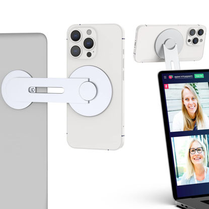 Picture of Aerbeis Continuity Magnetic Laptop Phone Holder - 180° Adjustable Continuity Camera Mount Stand Compatible with MagSafe, Slim Laptop Mount Computer Expansion Bracket for Smartphone