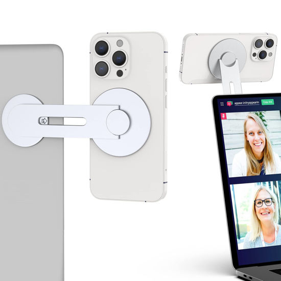 Picture of Aerbeis Continuity Magnetic Laptop Phone Holder - 180° Adjustable Continuity Camera Mount Stand Compatible with MagSafe, Slim Laptop Mount Computer Expansion Bracket for Smartphone