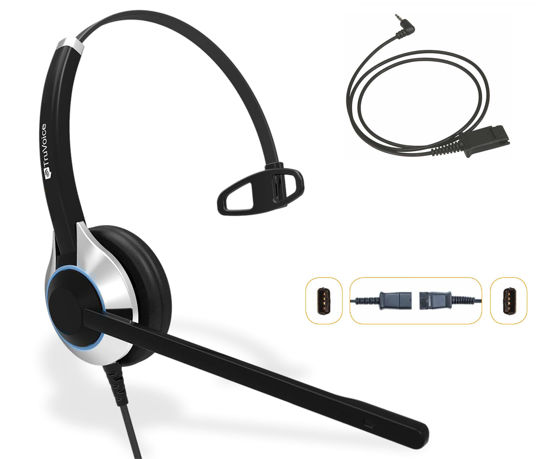 Picture of TruVoice HD-500 Premium Single Ear Headset with Noise Canceling Microphone and 2.5mm Cable for Cisco SPA303, SPA502g, SPA504g, SPA508g, SPA509g, SPA514g, SPA525g and Phones with a 2.5mm Headset Port