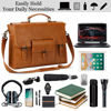 Picture of Leather Messenger Bag for Men 15.6 Inch Waterproof Vintage Leather Laptop Briefcase Large Satchel Shoulder Bag Office Travel College Computer Laptop Bag, Brown