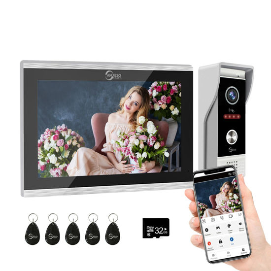 Picture of Wired Video Doorbell Apartment Intercom Syatem,10 Inch Full Touch Monitor,1080P Doorbell Camera,TUYA WiFi Smart Home Video Intercom Door Phone Kits IC Unlock for Villa Home,32G