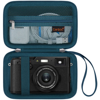 Picture of Canboc Carrying Case for Fujifilm X100V/ X100VI/ X100F/ X100S Digital Camera, Zipper Mesh Pocket fit USB Cable, Blue (Case Only)