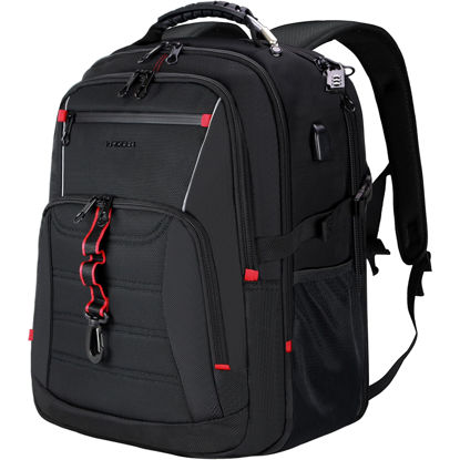 Picture of KROSER Travel Laptop Backpack 18.4 inch XXXL Computer Backpack Stylish College Backpack with RFID Pockets USB Charging Port REFLECTIVE STRIPS Water-Repellent Day pack for Business/Men
