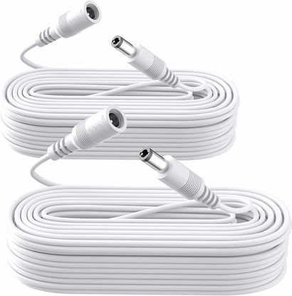 Picture of 2 Pack 10M 33ft Power Extension Cable, 2PCS DC 12V 2.1mm x 5.5mm Power Adapter Extension Cord, Compatible with 12V DC Power Supply Adapter or Wall Charger for CCTV Security Camera IP Camera(White)