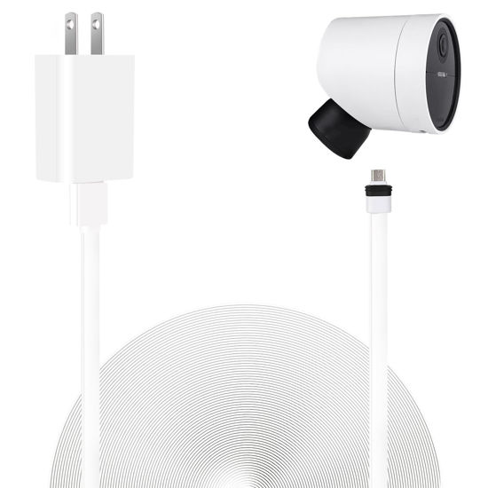 Picture of UYODM Power Cable Compatible with SimpliSafe Wireless Outdoor Security Camera,16.5Ft/5m Weatherproof USB Cable Power Your SimpliSafe Outdoor Camera continuously- White