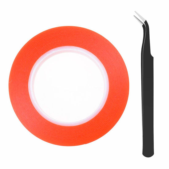 Picture of EMiEN Double Sided Adhesive Tape, 2mm x 25M Strong Adhesion Transparent Acrylic Clear Electronic Repair Tape Sticker for iPhone, iPad, Samsung Cell Phone Tablet LCD Touch Screen Repair + Tweezers
