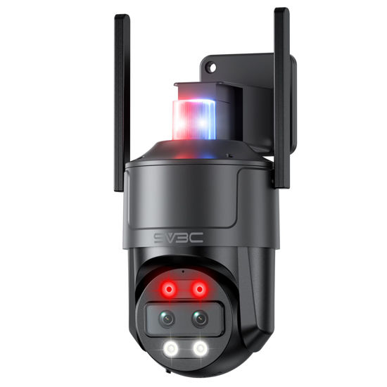 Picture of SV3C Dual Lens PTZ Security Camera Outdoor, ONVIF 4K WiFi IP Camera, AI Human Vehicle Motion Detect, Auto Tracking, Dual Band, Color Night Vision, Waterproof, Two Way Audio, Blueiris, Camhipro, Black