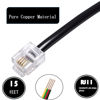 Picture of Ubramac 15ft Phone Telephone Extension Cord Cable Line Wire with Standard RJ11 6P4C Plugs for Landline Telephone,(Black, 2Pack)