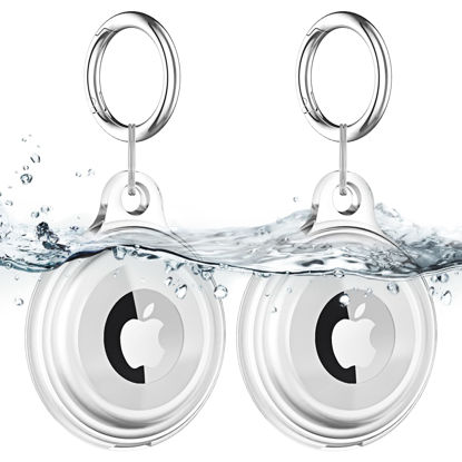 Picture of [2 Pack] Airtag Keychain for Apple Airtag Holder IPX8 Waterproof 360 Full Body Shockproof Protective Cover Case Scratch Resistant for Pets, Dog, Keys, Cat, Luggage-clear