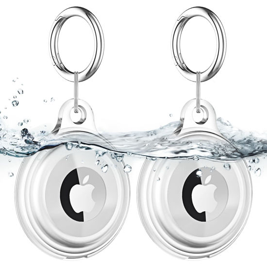 Picture of [2 Pack] Airtag Keychain for Apple Airtag Holder IPX8 Waterproof 360 Full Body Shockproof Protective Cover Case Scratch Resistant for Pets, Dog, Keys, Cat, Luggage-clear