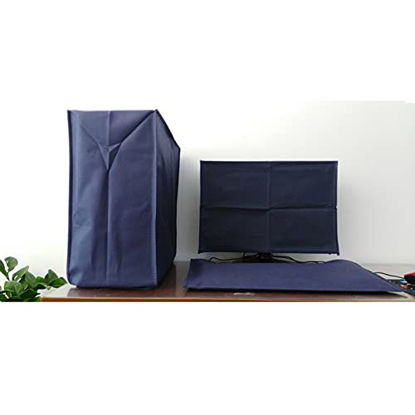 Picture of ALHBEJT 3 Pieces Computer Dust Cover Monitor + Keyboard+ Computer Host Pc Dust Proof Computer Covers Case Computer Dust Cover for Desktop Pc CPU Tower Protector (29'' Monitor Set Blue)
