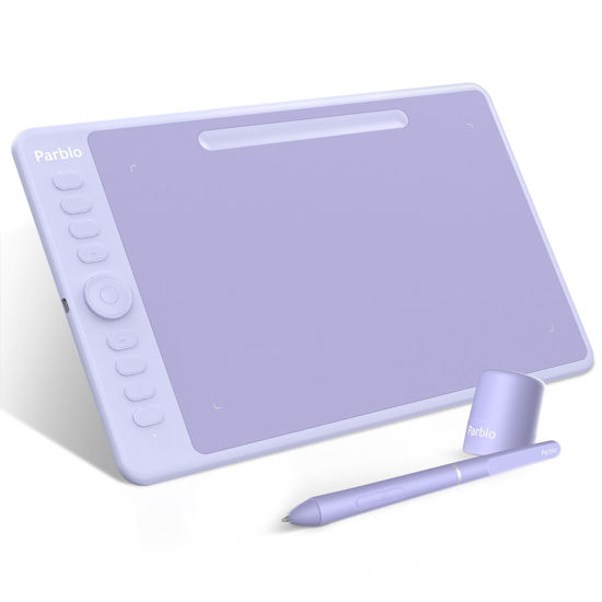 Picture of Parblo Intangbo M Drawing Tablet 10x6 inch,Digital Graphic Tablet with 8192 Levels,Battery-Free Stylus and 8 Hot-Keys Drawing Pad,Work with Window/Mac,Android,Purple