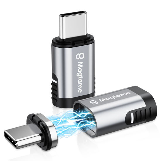 Picture of 2Pack Magnetic USB C Male to USB C Female Adapter, 240W Type C Adapter Extender, 20Gbps Data Transfer 4K Video Output for Steam Deck, ROG Ally, Switch, Notebook, PC, Tablet, iPhone 15 USB3.2 Straight