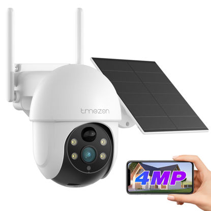Picture of TMEZON Security Cameras Outdoor Wireless, 4MP Solar Security Cameras Outdoor, Solar Panel Powered 360° Pan & Tilt, No Monthly Fee, Easy Setup