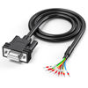 Picture of JUXINICE DB9 Female to Bare Wire with Cable Marker 5ft DB9 Connector RS232 Serial Cable,D-SUB 9-Pin RS232 Adapter Connector of Single end Cable,9 Wire All Provided with Wiring Terminals-Black-1.5M