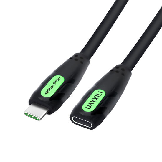 Picture of UAYXILI 2.62FT/0.8M 240W Charing USB C Extension Cable Compatible with Thunderbolt 4/3 Cable, USB4 Extender Cord Support 40Gbps Transfer/8K Video for SSD,Latops,Dock,iphone15,External SSD