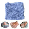 Picture of Coberllus Newborn Baby Photo Props Blanket Handmade Knitted Twist Wrap Posing Aid Backdrops for Boy Girls Photography Shoot (Blue)