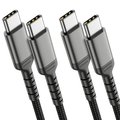 Picture of 3ft USB C to C Cable 2 Pack, USB 2.0 Braided USB C to USB C Cable Fast Charging Compatible with Apple iPhone 15 iPad Mini/Air Samsung Galaxy S23 Ultra Google Pixel 7, USBC Cable 1m