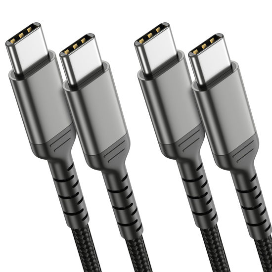 Picture of 3ft USB C to C Cable 2 Pack, USB 2.0 Braided USB C to USB C Cable Fast Charging Compatible with Apple iPhone 15 iPad Mini/Air Samsung Galaxy S23 Ultra Google Pixel 7, USBC Cable 1m