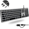 Picture of Macally Wired Keyboard for Mac with USB Hub (2X USB-A / 1x USB-C) - Compatible Backlit Apple Keyboard with Dual Interface - Auto OS Detection for Mac, MacBook Pro/Air, iMac, PC, Android, iPad, iOS