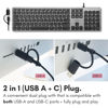 Picture of Macally Wired Keyboard for Mac with USB Hub (2X USB-A / 1x USB-C) - Compatible Backlit Apple Keyboard with Dual Interface - Auto OS Detection for Mac, MacBook Pro/Air, iMac, PC, Android, iPad, iOS