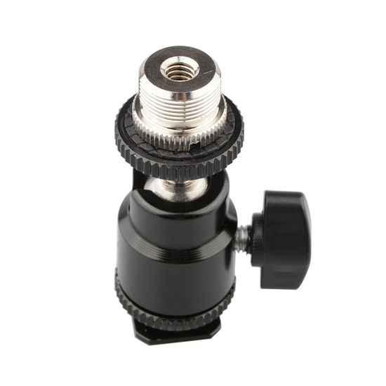 Picture of CAMVATE 5/8"-27 Camera Accessory Mount to Cold Shoe with Mini Ball Head for Microphone Stand - 1188
