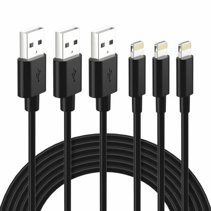 Picture of Lightning Cable Certified - Nikolable iPhone Charger 3Pack 6ft Lighting to USB A Charging Cord Compatible with iPhone 14 13 12 11 Pro Max XS XR 8 Plus 7 Plus 6s Plus 5S iPad Pro and More, Black