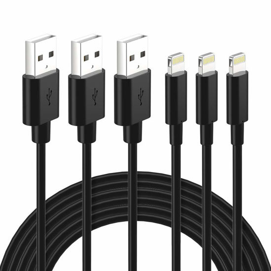 Picture of Lightning Cable Certified - Nikolable iPhone Charger 3Pack 6ft Lighting to USB A Charging Cord Compatible with iPhone 14 13 12 11 Pro Max XS XR 8 Plus 7 Plus 6s Plus 5S iPad Pro and More, Black