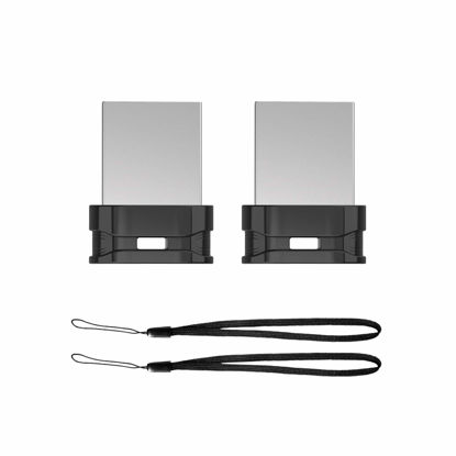 Picture of K&ZZ 32GB 2 Pack Ultra Fit USB Flash Drives Small Thumb Drive with Lanyard Low Profile USB Drive Mini Flash Drive 32 GB USB 2.0 Memory Stick Zip Drive, Black