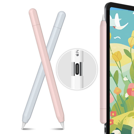 Picture of AhaStyle 2 Pack Silicone Apple Pencil (USB-C) Case 2023 Ultra Thin Proteative Cover Skin Apple Pencil Sleeve Anti-Slip Grip Compatible with Apple Pencil USB C (Light Blue & Pink)