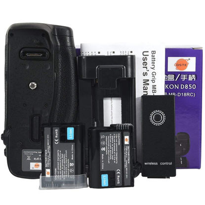Picture of DSTE Replacement for Pro IR Remote Control MB-D18 Vertical Battery Grip + 2PCS EN-EL15 Battery Compatible with Nikon D850 Digital Camera