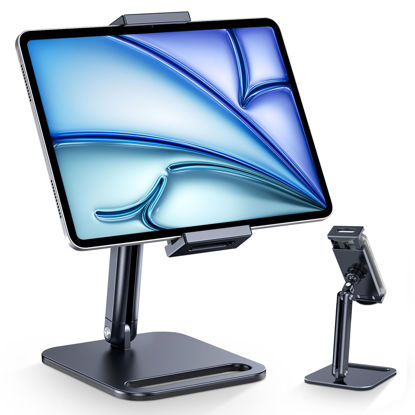 Picture of CreaDream Tablet Stand, Heavy Aluminum Tablet Holder for Desk with Adjustable 360° Swivel Bracket, Compatible with iPad Pro/Air/Mini, Galaxy Tab, Surface Pro, Kindle Fire 4.7''-13", Black