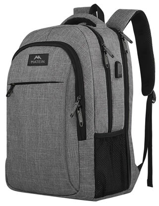 Picture of MATEIN Extra Large 18.4 Inch Laptop Backpack, Travel Computer Backpack with USB Charging Port TSA Friendly, Anti Theft College Backpack Flight Approved Business Work Big Bag for Women Men, Grey