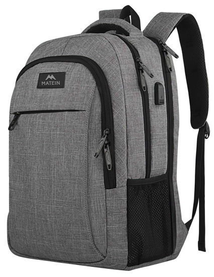 Picture of MATEIN Extra Large 18.4 Inch Laptop Backpack, Travel Computer Backpack with USB Charging Port TSA Friendly, Anti Theft College Backpack Flight Approved Business Work Big Bag for Women Men, Grey