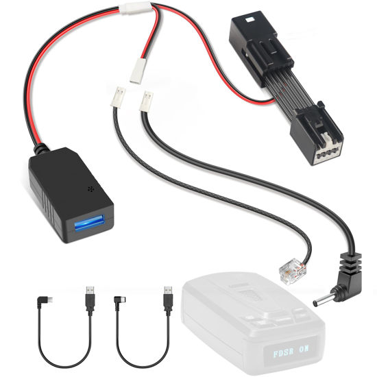 Picture of Gonifeto Radar Detector Power Cord Adapter,(10Pin Type-D)Compatible with GMC,Chevy,Cadillca,Buick Models with Auto Dimming Rearview Mirror,RJ11 DC3.5 Radar Detectors Charger Cable, Built-in Hidden USB